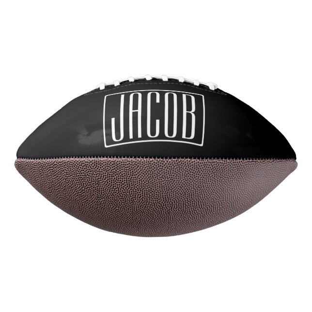 Bold & Modern Your Name or Word | White On Black Football (Rotated 270)