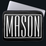 Bold & Modern Your Name or Word | White On Black Laptop Sleeve<br><div class="desc">Bold & modern.</div>