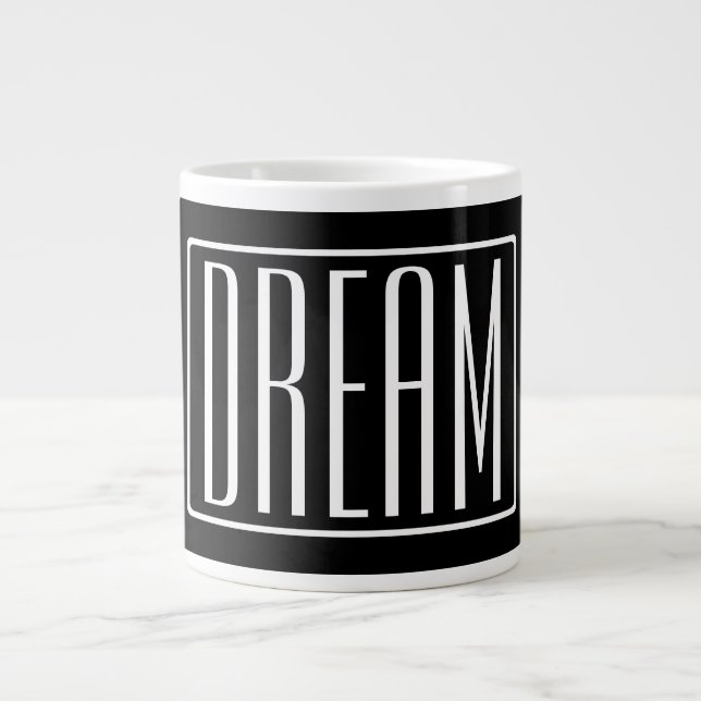 Bold & Modern Your Name or Word | White On Black Large Coffee Mug (Front)