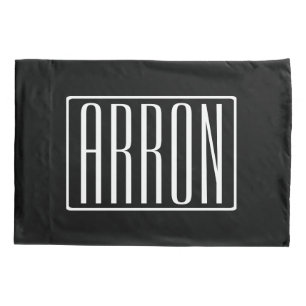 Bold & Modern Your Name or Word   White On Black Pillowcase