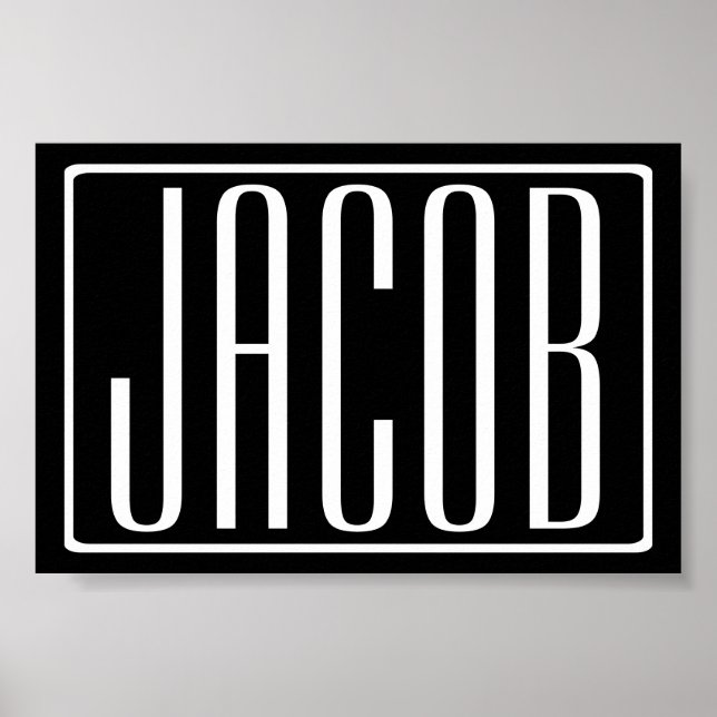 Bold & Modern Your Name or Word | White On Black Poster (Front)