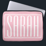 Bold & Modern Your Name or Word | White On Pink Laptop Sleeve<br><div class="desc">Bold & modern.</div>