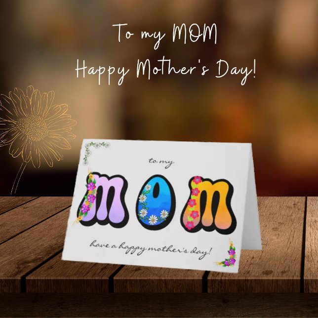 Bold MOM Floral Bohemian Mother's Day Card (Creator Uploaded)