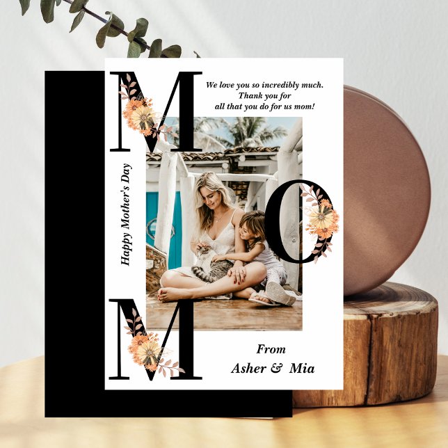 Bold MOM Floral Typography Happy Mother's Day Card (Creator Uploaded)