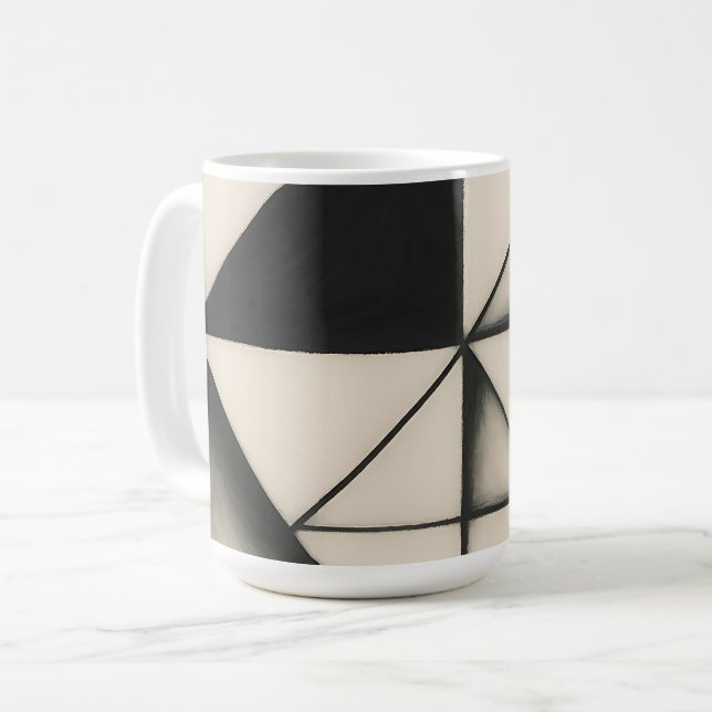 Bold Monochrome Geometric Forms Coffee Mug (Front Left)