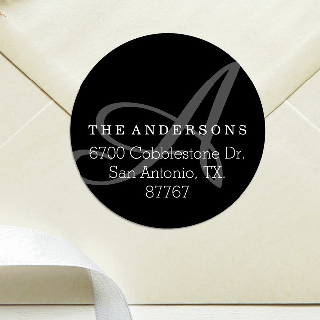 Bold Monogram Black Address Label (Creator Uploaded)