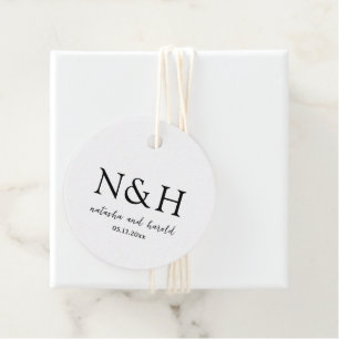 Bold Monogram Black and White Modern Wedding Favour Tags