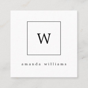 Bold Monogram black and white professional Square Business Card