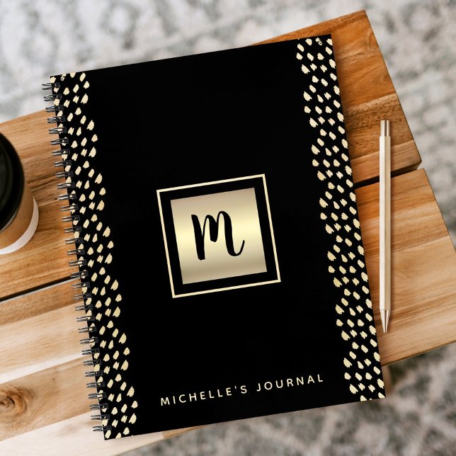 Bold monogram black gold foil modern script luxury notebook (Creator Uploaded)