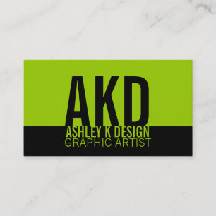 Bold Monogram Business Cards Black Green