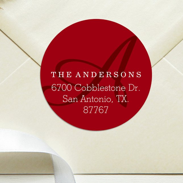 Bold Monogram Cherry Address Label (Creator Uploaded)