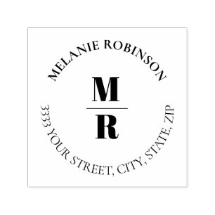 Bold Monogram Circle Return Address Self-inking Stamp