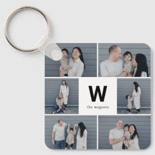 Bold Monogram Editable Color Custom Photo Keychain