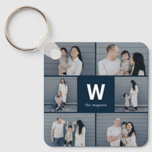 Bold Monogram Editable Color Custom Photo Keychain