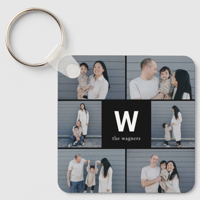 Bold Monogram Editable Colour Custom Photo Keychai Key Ring (Front)