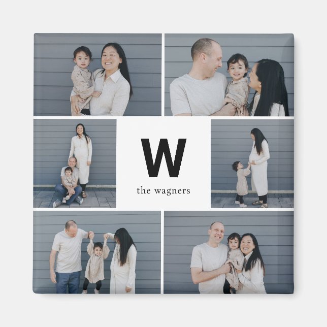 Bold Monogram Editable Colour Modern Photo Magnet (Front)