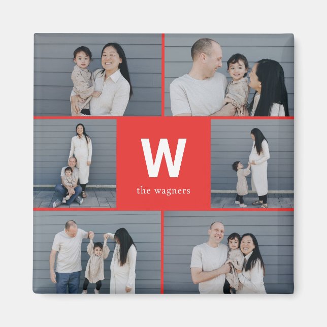 Bold Monogram Editable Colour Modern Photo Magnet (Front)