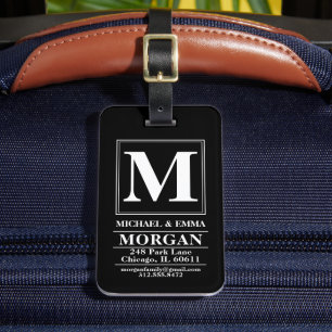 Bold Monogram Family Name Personalised Couple Luggage Tag