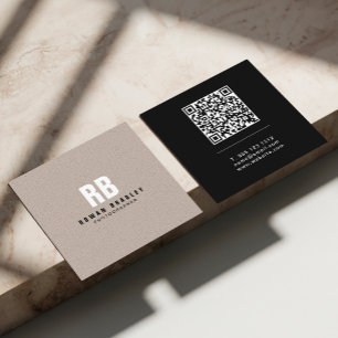 Bold Monogram Linen Or Code Professional Square Business Card