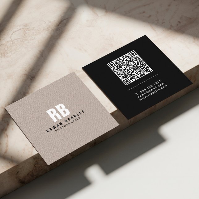 Bold Monogram Linen Or Code Professional Square Business Card (Creator Uploaded)