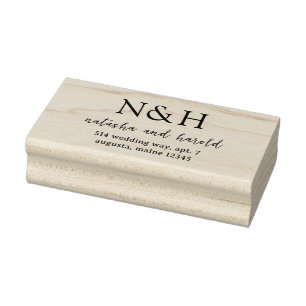 Bold Monogram Modern Wedding Rubber Stamp