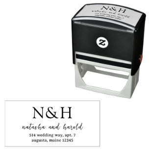 Bold Monogram Modern Wedding Self-inking Stamp