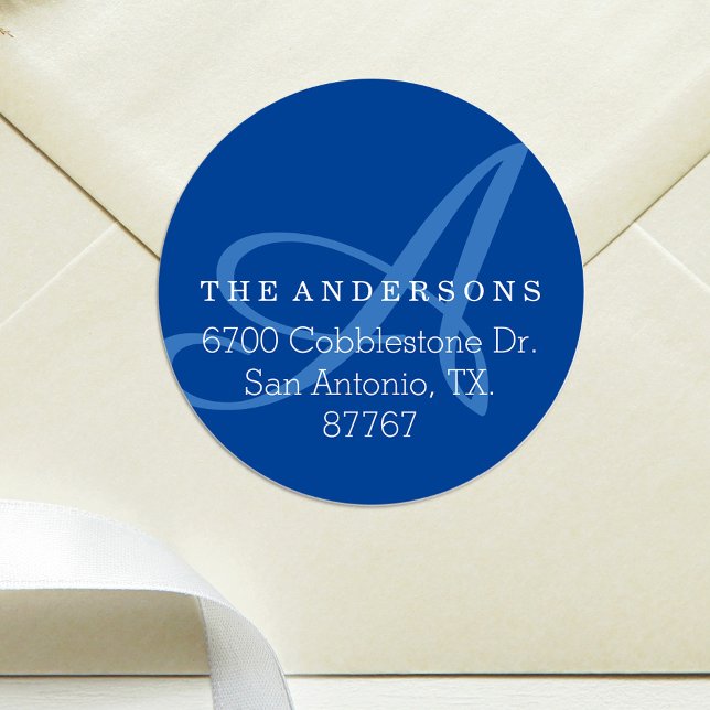 Bold Monogram Navy Address Label (Creator Uploaded)