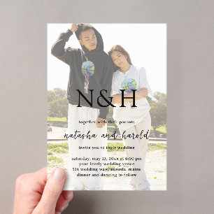 Bold Monogram Photo Modern Wedding Acrylic Invitations