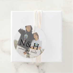 Bold Monogram Photo Modern Wedding Favour Tags