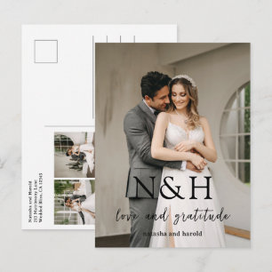 Bold Monogram Photo Modern Wedding Postcard