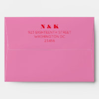 Bold Monogram Pink Red Wedding Return Address