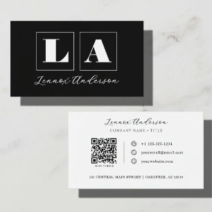 Bold Monogram QR Code Company Business Card