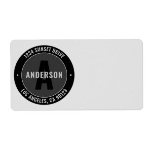 Bold Monogram & Return Address Etc. Black & Grey