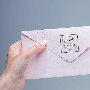 Bold Monogram Script & Typography Return Address Self-inking Stamp