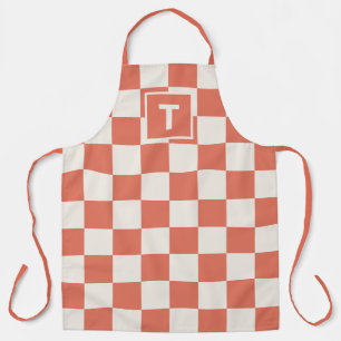 Bold Monogram Terracotta Cream Chequered Pattern Apron