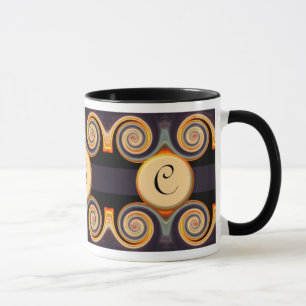 Bold Monogrammed Sunset Swirl Art Mug