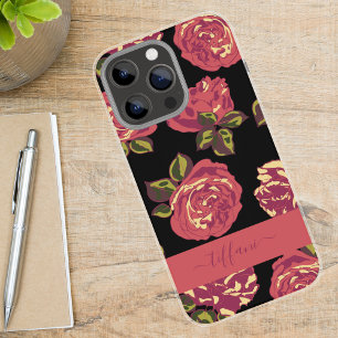 Bold Moody Girly Pink Roses in Bloom iPhone 16 Pro Max Case