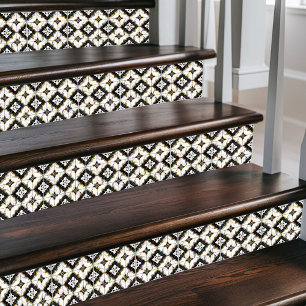 Bold Moroccan Cross – Black & White Patterned Ceramic Tile