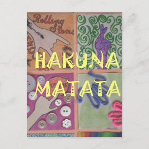 Bold Mosaic Mash-Up: Edgy Pop Art Hakuna Matata Postcard