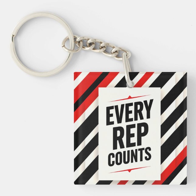 Bold Motivational Poster – “EVERY REP COUNTS” Key Ring (Front)