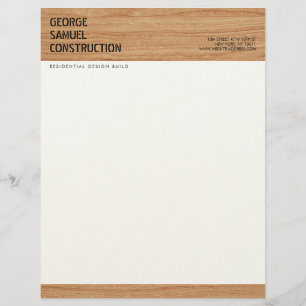 Bold Moulded Wood Texture Construction Business Custom Letterhead