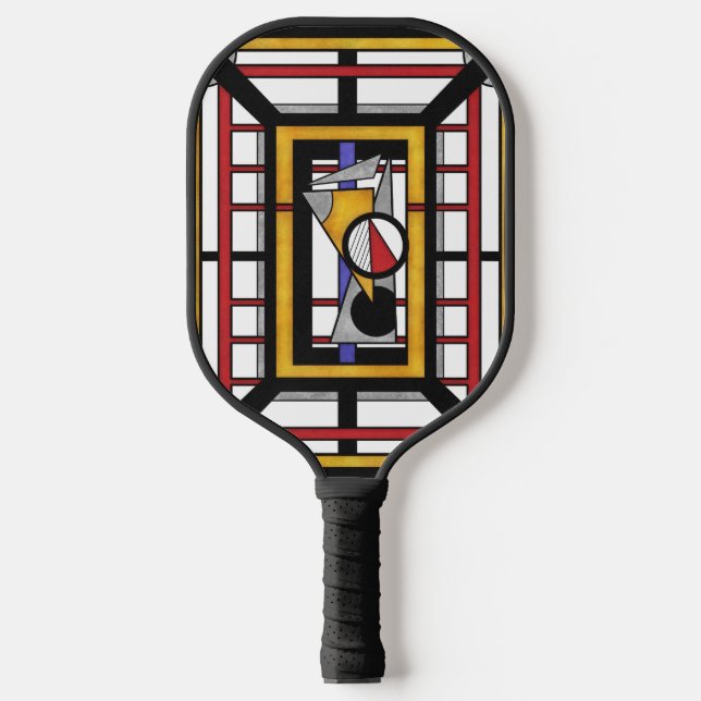Bold Multicolor Deco Geometric Abstraction Pickleball Paddle (Front)