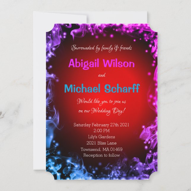 Bold Multicolored Abstract Wedding Invitations (Back)