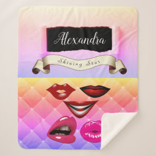 Bold Multicolored Modern Retro Pop Collage Sherpa Blanket