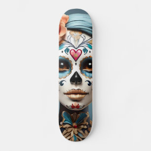 Bold Multicolored Sugar Skull  Skateboard