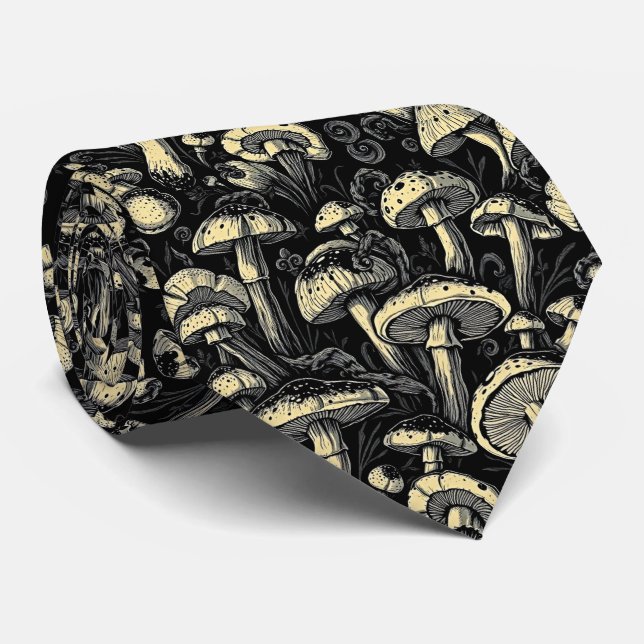 Bold Mushroom Elegance Neck Tie (Rolled)