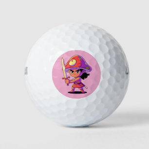 Bold Mushroom Fighter Cartoon Character Design Golf Balls
