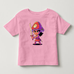 Bold Mushroom Fighter Cartoon Character Design Toddler T-Shirt