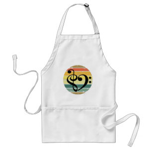 Bold Musical Heart Over Retro Sunset Color Bands Standard Apron