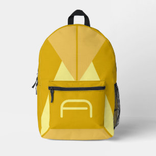 Bold Mustard and Charcoal Geometric Monogram  Printed Backpack
